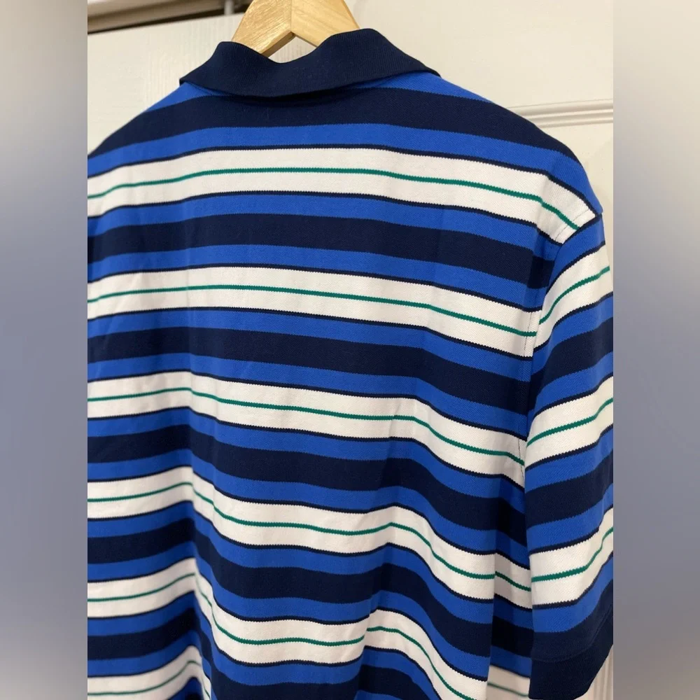 Lands' End Mens Striped Polo Shirt XL Tall XLT Short Sleeve Cotton